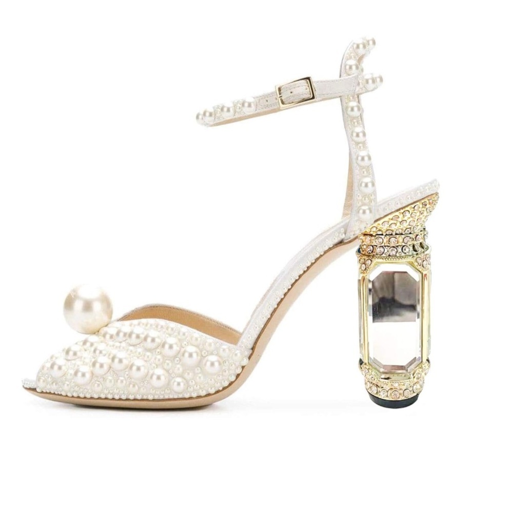 FSJ Women's Elegant Pearl Embellished Heels